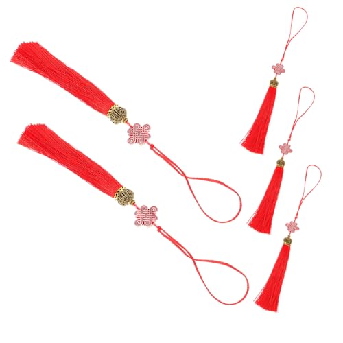 WEKAMOS 5個新年用結びタッセルペンダント 車のバックミラー装飾 幸運のチャーム お正月飾り 室内外兼用