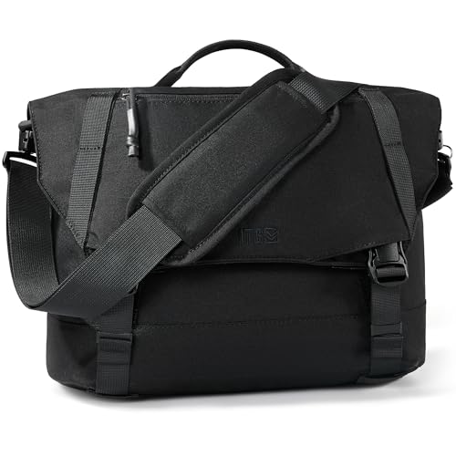 1TG Tactical Bandolera para hombres y mujeres, resistente al desgaste, bolsa cruzada para laptop de 14 pulgadas, ligera, casual, para oficina, viajes, trabajo (negro), Negro -