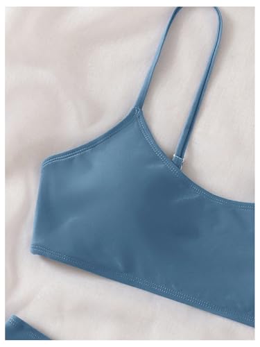 Image of SHENHE Girl's 2 Piece O Ring Bikini High Waisted Spaghetti Strap Cute Swimsuit Bathing Suit