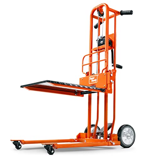 Superhandy Material Lift Winch Stacker, Pallet Truck Dolly, Lift Table, Fork Lift, 330 Lbs 40" Max Lift W/ 8" Wheels, Swivel Casters [Patent Pending] #TOP25