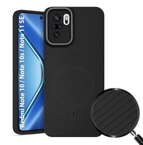 Image of LIRAMARK Rugged Carbon Fibre TPU Armor Silicone Back Cover Case for Redmi Note 10 / Note 10s / Note 11 SE