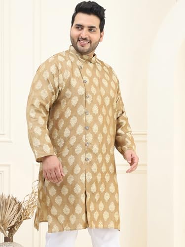 Image of SOJANYA Plus(Since 1958) Men's Pure Cotton Kurta with White Embroidery