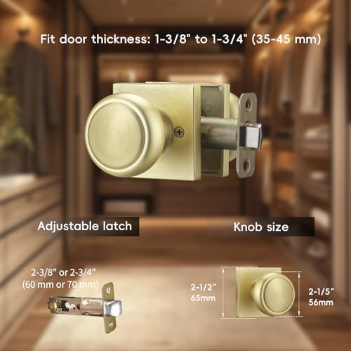 NCSEN 2 Pack Gold Door Knobs Interior, Coastal Door Knob with Non Locking, Heavy Duty Doorknob for Hall by NCSEN - Used condition - Image 3