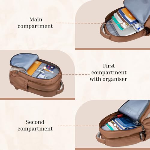 Image of F Gear Shinra Mocha Mousse 34L School Backpack|3 Compartments|Airflow Padded Back Panel|Ergonomic, Lightweight & Durable with water Bottle Holders|Ideal for School, College, Office Travel & Daily Use