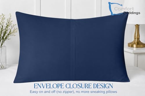 Image of Comfort Beddings 100% Organic Cotton Pack of 2 Travel Pillowcases 12x16 Midnight Blue Pillow Cases with Envelope Closure, Crisp Percale Weave, Soft & Cooling Pillow Covers (Size-12x16, Midnight Blue)