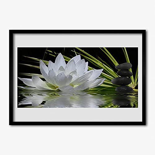 Affiche avec cadre fleurs de lis d'eau pour apaiser l'ambiance du salon
