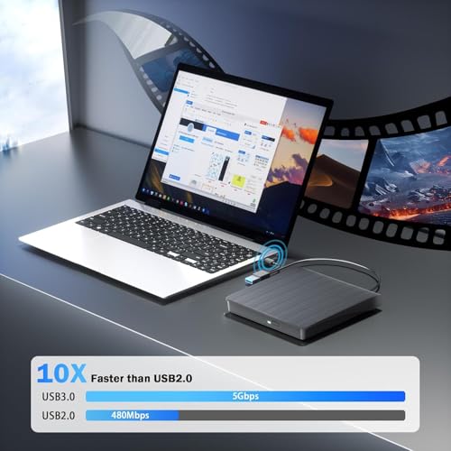 Lecteur externe CD DVD USB 3.0 universel pour résoudre l'absence de lecteur - 7