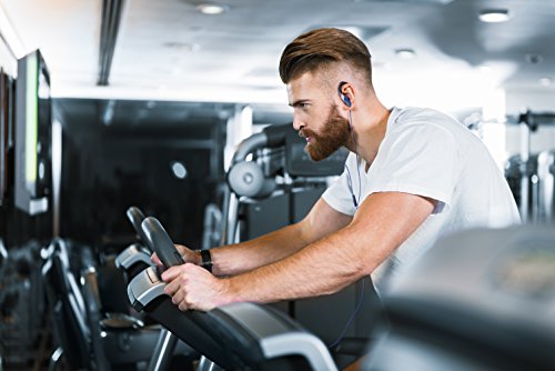 Panasonic RP-HS35ME-A Sport Kopfhörer - Headset für Mobiletelefonie, wechselbare Pass-Stücke (S/M/L), IPX2 Schutz, Clip, Blau