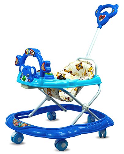 ODELEE Musical Activity Baby Walker 555 with Music & Parent Handel Rod & Adjustable Height for Kids (Blue)