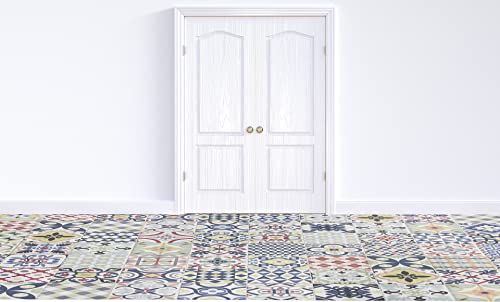 Tadi & Imperio1979 Alfombra vinílica hidráulica de baldosas Multicolor para salón, Cocina, Pasillo, Aseo, dormitorios con revés PVC Antideslizante