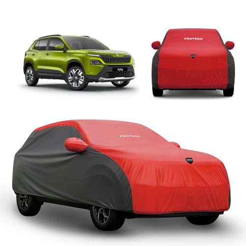 Image of PROTEGO Prime Series India's 1st Anti-Tear Car Cover for Skoda Kylaq | Heavy Duty, Custom Fit, All Weather Protection | 100% Waterproof, Windproof & Hail Resistant | 2 Year Warranty | Red + Black