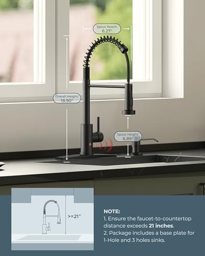 Image of FORIOUS Touchless Kitchen Faucet Black, Smart Motion Sensor Spring Sink Faucet with Pull Down Sprayer Commercial Contemporary Hands-Free for Pot Filler, Farmhouse Camper Laundry Camper