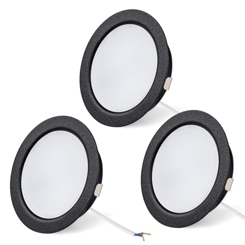 URing 3 x Faretti Led da Incasso a Soffitto 12V, Faretti da Soffitto LED integrati 3,5W 300LM 4000K Bianco neutro, dimmerabili Faretti da Incasso luci ultrasottili per Camper armadi cucina, Nero
