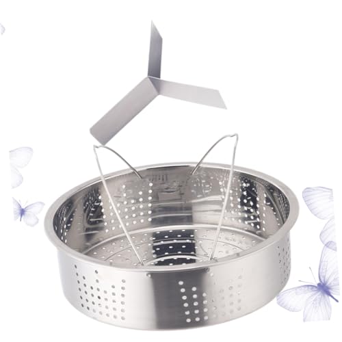 DINHEAROM ステンレス製電気炊飯器用蒸し器 全孔蒸篭 多機能割プレート付き ダブルハンドルで取り出し簡単 大容量調理対応キッチン用品