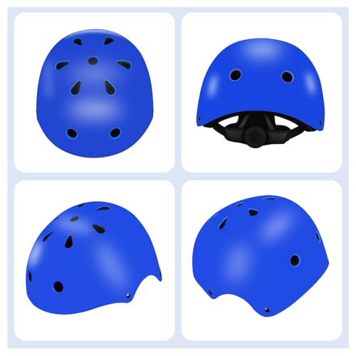 Image of Color Gradient Adjustable Kids Bike Helmet with Knee & Elbow Pads Set | Multi-Sport Safety Gear for Boys & Girls Ages 5-14 | Skateboarding, Scooters, Roller & Inline Skating, Longboarding