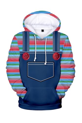 Sinastar 3D Printed Hoodie Adults Halloween Cosplay Costume Striped Hoodie Pattern Pullover Hooded Sweatshirt Outfits