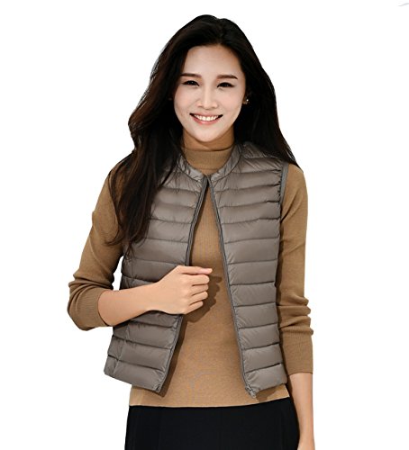 Fouriding Chaleco de Pluma Ligero Chaquetas Abajo sin Mangas Mujer Plegable de Abrigo de Invierno