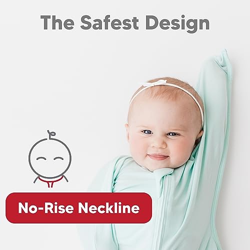Image of bebon Transition Swaddle - Baby Wearable Blanket - Cozy Sleep Sack, Wrap | with 2-Way Zipper (Dreammint, Small 4-8 Month)
