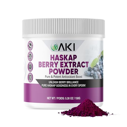 AKI Haskap Berry Extract Powder - Rich in Antioxidants, Vitamin-C & Polyphenols - Extracted from Quality Dried Berries - No Added Artificial Flavors & Coloring - Boosts Energy Level (5.30Oz/150g)