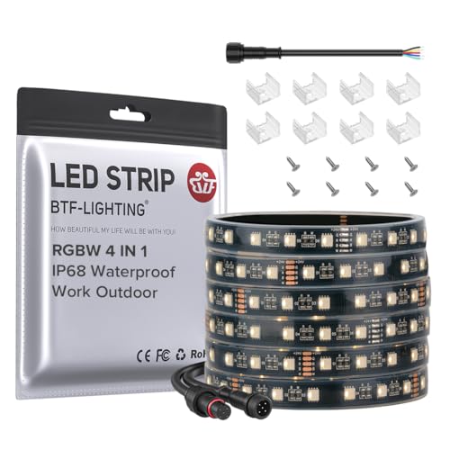 Image of BTF-LIGHTING RGBW LED Strip IP68 Waterproof Warm White DC24V 16.4FT 300LED