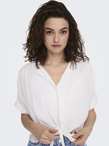 ONLY Damen Onlpaula Life S/S Tie Shirt WVN Noos, Weiß, XL – Ansicht 6