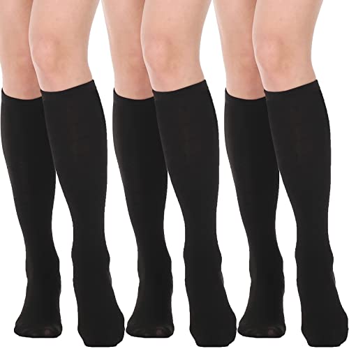 Image of DRESHOW 3 Pairs Cotton Knee High Socks for Women Solid Knit Knee Long Stocking Leg Warmer All Season Gift