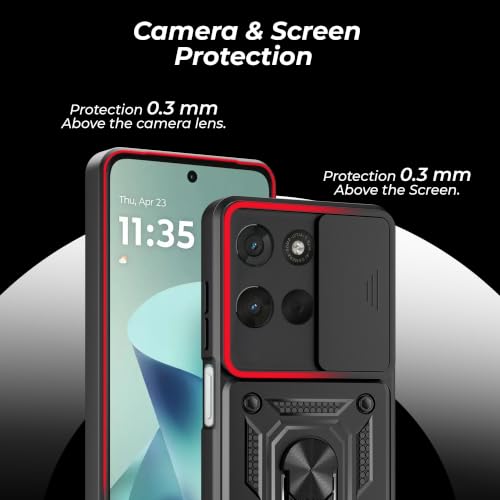 Image of A rtistque Armor Bumper Back Case Cover for Motorola Moto G37 Power 5G | Ring Holder & Inbuilt Stand | Sliding Camera Cover | Shockproof Protective Design | G37 Power Back Cover - Black