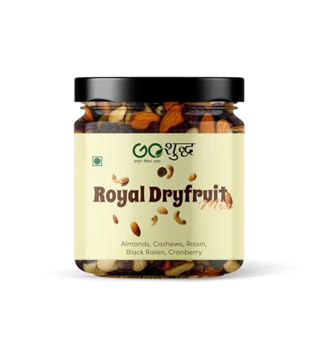 Goshudh Royal Dryfruits Mixed 250g Pack | Fresh Almonds, Cashews, Raisins, Black Raisins & Cranberry | Protein & Fiber-Rich Snack | Nut Mix