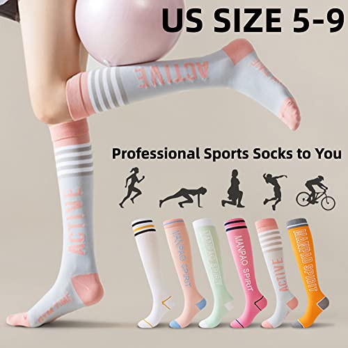 ELLEES 2/6/10 Pairs Yoga Socks for Women Non-Slip Sport Socks, Ideal for Pilates, Barre, Ballet, Dance, Barefoot Workout (2 Pairs White+Orange)