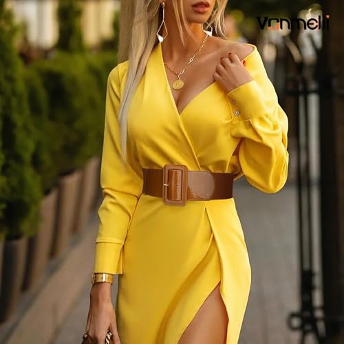 Image of VONMELLI Stretchy Wide Women Belts Elastic Vintage Belts for Women Fashion Ladies Waist Belt for Dress