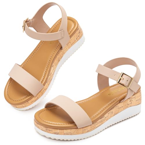 Image of Motasha Girls Wedge Sandals Platform Heel Lightweight Dress Shoes