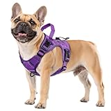 WINGOIN Purple Tactical Dog Harness for Small Dogs, Heavy Duty No Pull Harness with Handle, Adjustable Reflective Military K9 Pet Vest for French Bulldog, Pug, Walking, Training, Hunting (S)