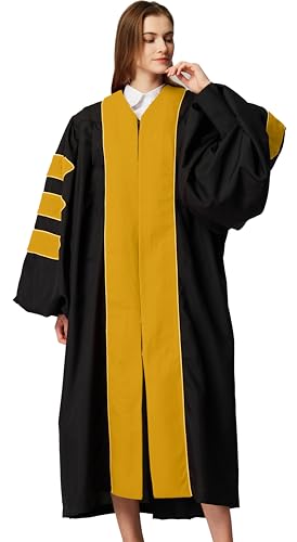 Image of MyGradDay Unisex Deluxe Graduation Doctorate Robe with Gold Piping Available for Customization