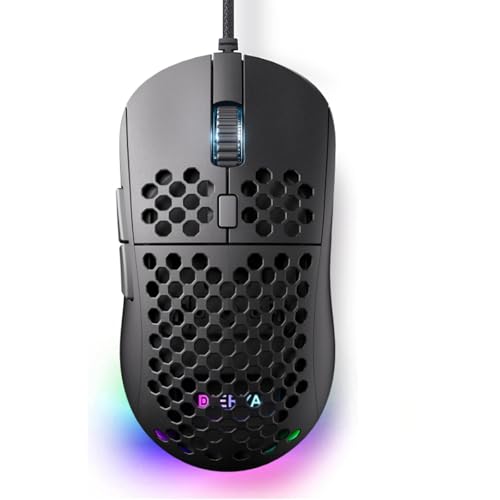 DIERYA M1SE Wired Gaming Mouse with Honeycomb Shell, 12800DPI Optical Sensor, 6 Programmable Macros,...