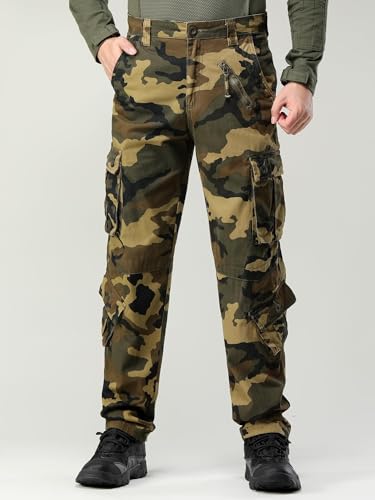 ZAFUL Men's Camo BDU Cargo Tactical Ripstop Casual Lightweight Baggy Combat 100% Cotton Pants with 8 Pockets(No Belt)4