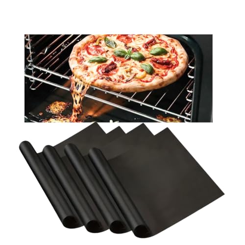 Protector de Horno Antiadherente, Reutilizable, Resistente al Calor 460°, Múltiples Usos, Negro, 4 Piezas