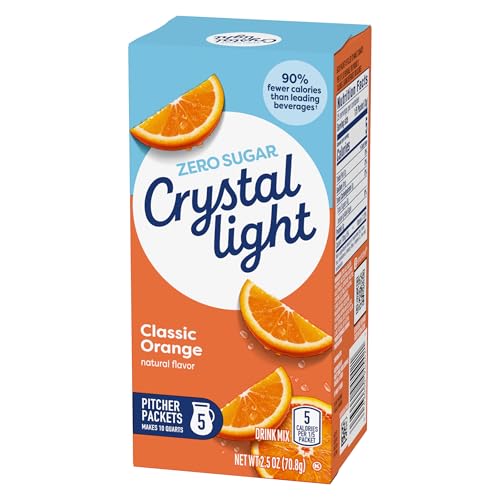 Crystal Light Classic Orange with Vitamin C & Calcium Drink Mix (20 Pitcher Packets, 4 Canisters of 5)