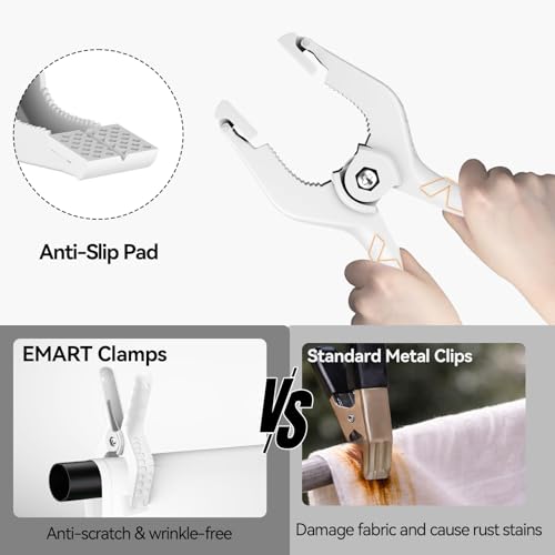 Image of EMART 12 Pack Heavy Duty Spring Clamps 9 Inch Plastic Large Professional Backdrop Clips Clamps for Backdrop Stand, Photography Studio, Balloon arch, Photoshoot, Woodworking, Crafts, Pool Cover-White
