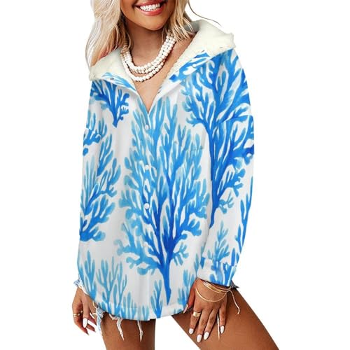 Veste polaire femme à motif aquarelle et doublure sherpa chaude