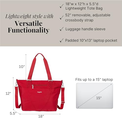 Image of Baggallini Avenue Tote - 12x18 Laptop Tote Bag for Women - Lightweight Work Travel Carry On Bag