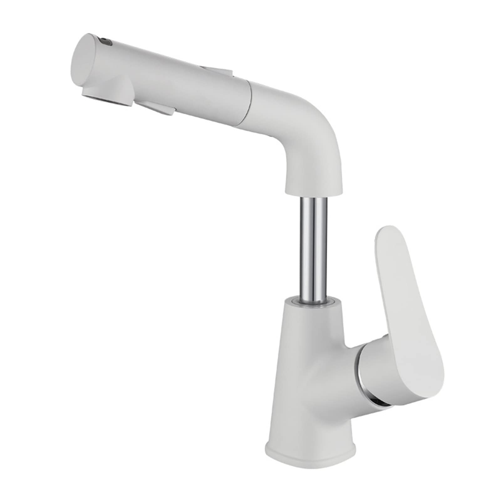 Mitigeur d'évier extractible blanc avec jet double mode pour cuisine et salle de bain