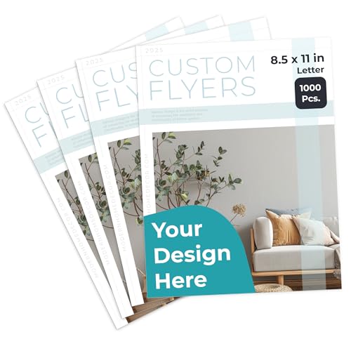 Cimpress Custom Flyers, Printed with Logo or Design, 8.5x11 inch Letter Size, Pack of 1000, Personalized Glossy Flyers, Double Sided, Portrait Format for Menus, Events, Schools or Office