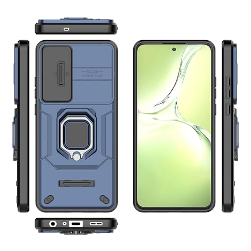 Image of Thermoplastic Polyurethane Camshield Pro Case With Slide Camera Protection And Ring Stand Bumper Back Case Cover For Oppo K12X 5G (Blue)