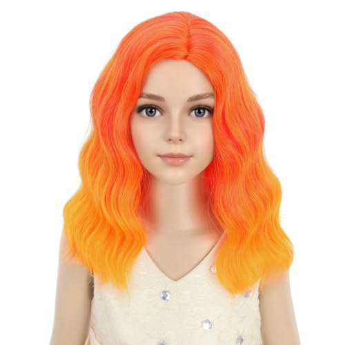 Image of PATTNIUM Flame Fire Wig Short Ombre Orange Wig for Women Cosplay Halloween Party Costume Synthetic Wigs