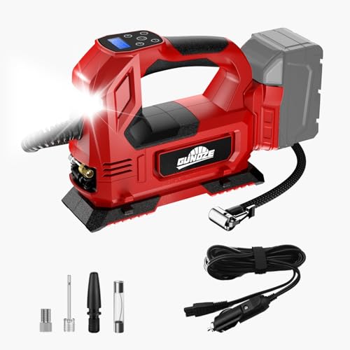 Cordless Tire Inflator Air Compressor for Milwaukee M18 Battery, 160PSI Portable LED Light Handheld Air Pump with Digital Pressure Gauge for Cars Motorcycles Bikes Sport Balls(Battery Not Included)