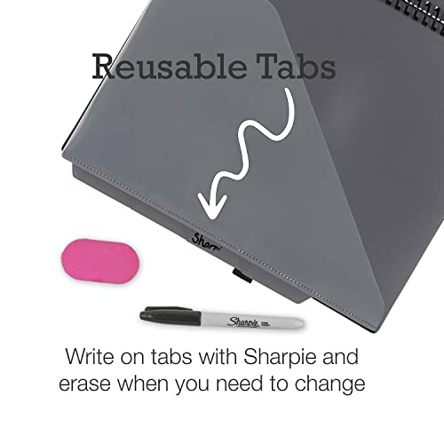 Image of Samsill Spiral Folder Organizer - 12 Dividers & 24 Pockets with Notepad Holder, Multi Pocket Color Cordinated Folder Binder with Customizable Tabs, Document Organizer (Grey)