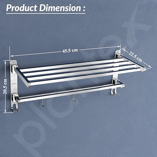 Image of Plantex Towel Rack for Bathroom /Stainless Steel Towel Bar /18 Inch Towel Holder with Towel Rod /Bathroom Accessories - Pack of 2 (Chrome)