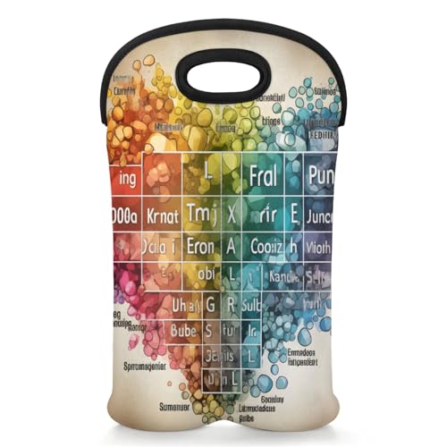 GzLeyigou 2 Bottles Eucation Wine Bag Sleeve Totes Heart Neoprene Protective Wine Carrier Bag for Wine,Water, Champagne, Beer, Baby Bottles,Gift 14.5 x 10 Inches