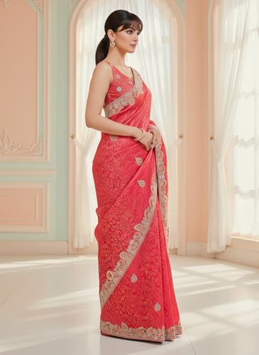 Image of Glory Sarees Women's Pure Soft Silk Banarasi Saree Traditional Embroidery Paisley Border With Blouse Piece (Qualamkars 103 Parent A)
