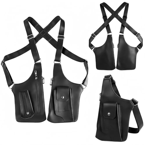 FAIREDEAR Underarm Shoulder Satchel for Men Double Shoulder Armpit Bag Concealed Carry Holster with Tactical shoulder Wallet Black